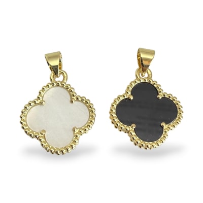 Dije colgante trébol cuatro hojas 16 mm baño de oro / unidad