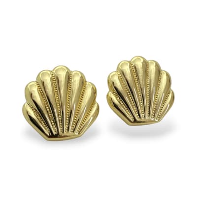 Aros topo topito ostra concha de mar verano baño de oro / par