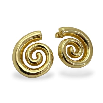 Aros topo topito caracol espiral mar verano baño de oro / par