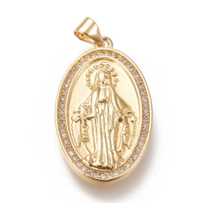 Maxi dije colgante Milagrosa 31 mm zircón baño de oro / unidad