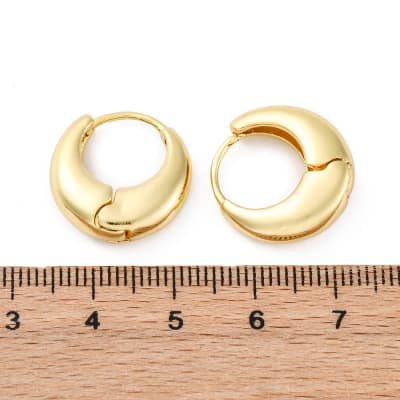 Aros argollas aretes bote chunky liso 18 mm baño oro / unidad