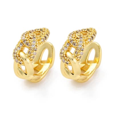 Ear cuff aros solitarios eslabones elegante 17 mm baño oro / unidad