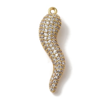 Maxi Dije colgante cuerno suerte italiano 30.5 mm zircón baño oro / unidad