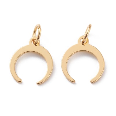 Dije colgante luna invertida 11.5 mm baño de oro / unidad