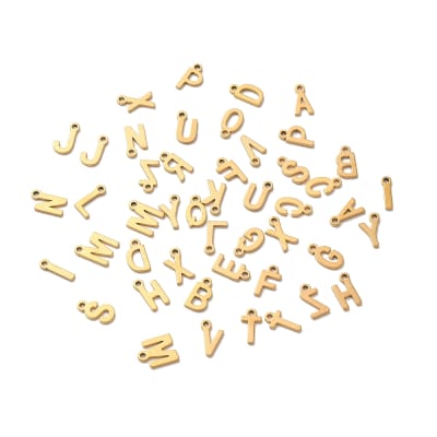 Mini Letras colgantes abecedario 8 mm acero dorado / unidad