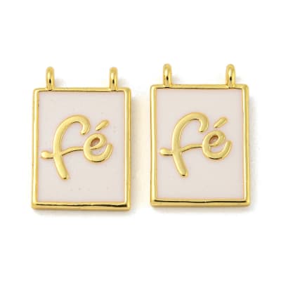 Dije conector esmaltado escapulario religioso fe 18 mm baño oro / unidad