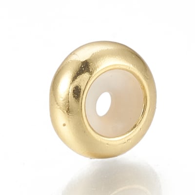 Broche redondo ajustable con goma interna 7.5x4 mm baño oro / unidad