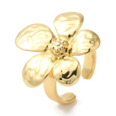 Anillo ajustable Maxi Flor baño oro platino / unidad