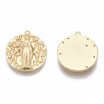 Dije colgante medalla virgen maría 18.5 mm zircón / unidad