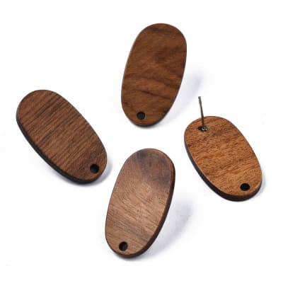 Base de aros topito óvalo 27x15 mm madera de nogal / par