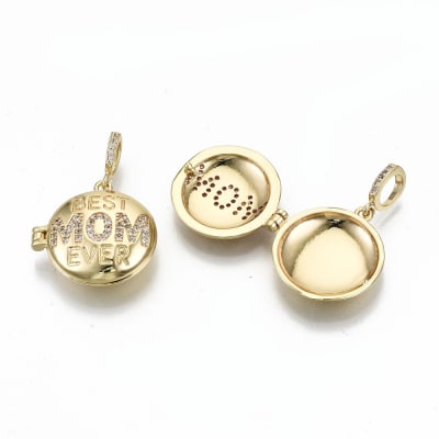 Relicario foto portafoto locket Mom Mamá Baño de Oro / unidad
