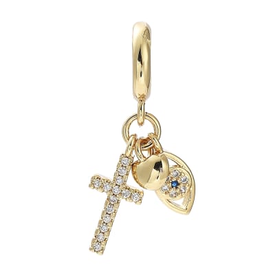 Colgante europeo charm cruz corazón ojo turco dije baño de oro / unidad