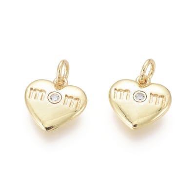 Dije colgante mom heart corazón baño de oro / unidad