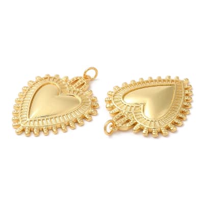 Maxi dije colgante sagrado corazón 34.5 mm baño oro / unidad
