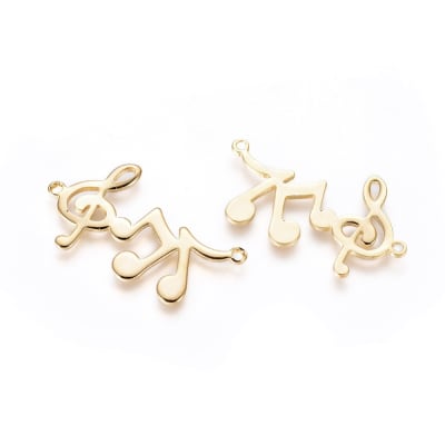 Dije conector notas musicales música 16.5 mm baño oro / unidad