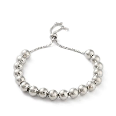 Pulsera ajustable balines 8 mm baño platino / unidad