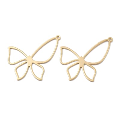 Maxi Dije colgante mariposa 33.5 mm baño oro / unidad