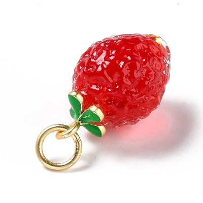 Dije colgante frutilla fresa 20 mm murano baño oro / unidad