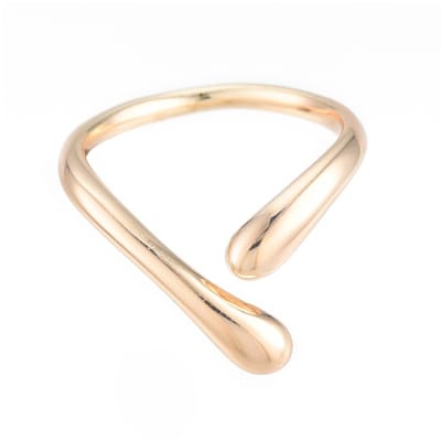 Anillo ajustable de lágrima cruzada grueso baño de oro / unidad