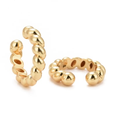 Ear cuff solitarios Liso torneado 19 mm baño de oro / unidad