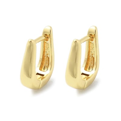 Aros argollas chunky huggie forma de U 13 mm baño oro / par