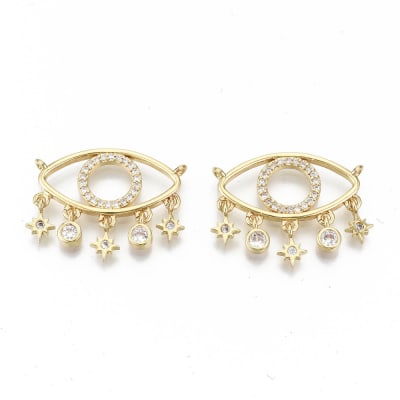 Dije conector nazar ojo turco baño de oro zircón / unidad