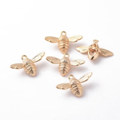 Dije colgante abeja 11.5 mm baño de oro / unidad