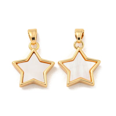 Dije colgante estrella nácar baño de oro / unidad