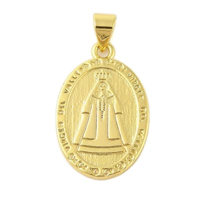 Dije colgante medalla Virgen del valle 23 mm baño oro / unidad