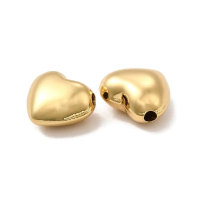 Dije pasador corazón inflado 15mm baño oro / unidad