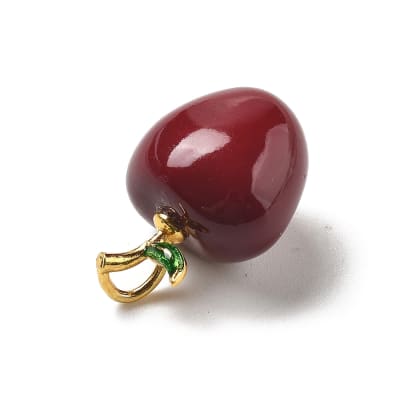 Dije colgante esmaltado manzana 21 mm baño oro / unidad