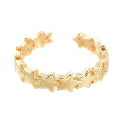 Anillo ajustable estrellas baño de oro / unidad