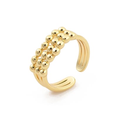 Anillo ajustable triple líneas balines baño oro / unidad