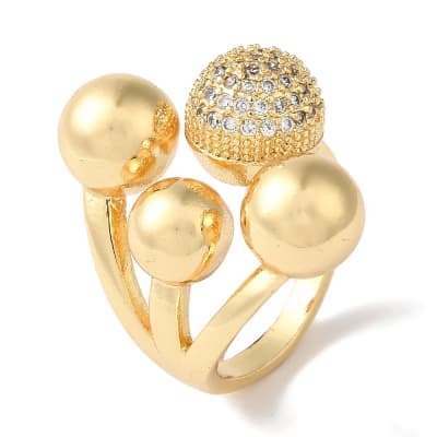 Anillo ajustable bola esferas zircón baño de oro / unidad