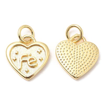 Dije colgante corazón fe 12.5 mm baño oro / unidad
