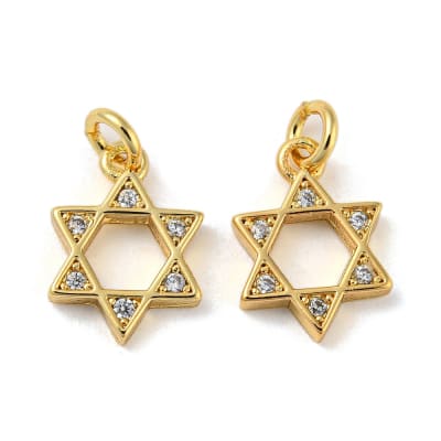 Dije colgante estrella david 12.5 mm zircón baño de oro / unidad