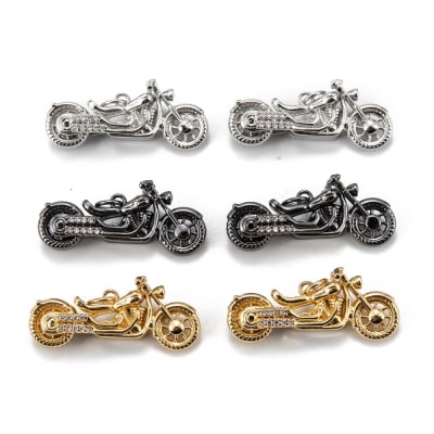 Dije colgante motocicleta moto chopper 28 mm zircón latón / unidad
