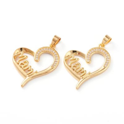 Dije colgante mamá mom corazón mami dorado / unidad
