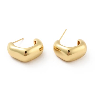 Aros argollas aretes chunky tipo c rectangular baño de oro / par