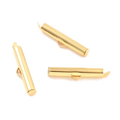 Terminal tubo para pulsera collar 10-40 mm acero dorado / par