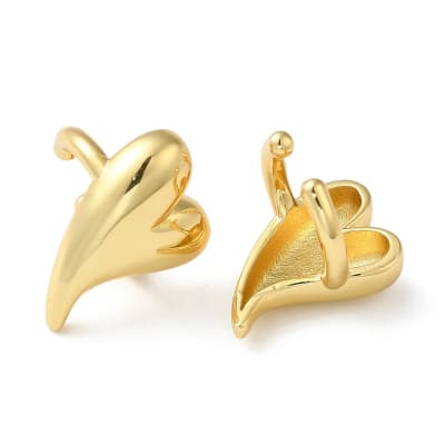 Ear cuff aros solitarios corazón inflado chunky baño oro / unidad