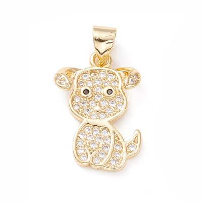 Dije colgante mascota perro zircón baño de oro / unidad