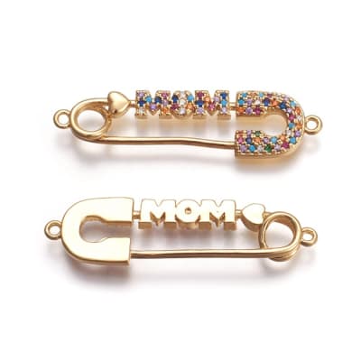 Dije conector mom alpita multicolor baño de oro / unidad
