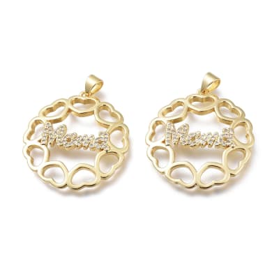 Dije colgante corazones mamá baño oro / unidad