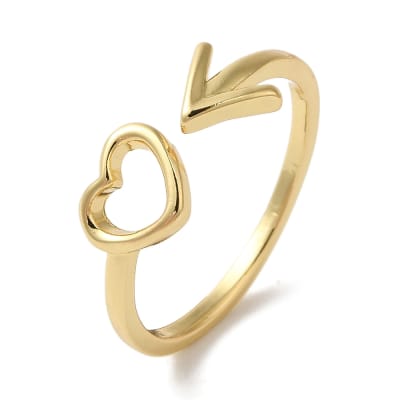 Anillo ajustable corazón flecha baño de oro / unidad