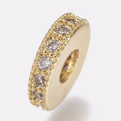Separador redondo con zircón 8x2 mm baño de oro 18k / unidad