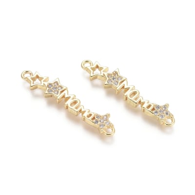 Dije conector mamá estrellas baño de oro / unidad