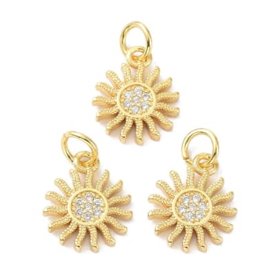 Dije colgante Sol sun 13x11 mm baño de oro zircón / unidad