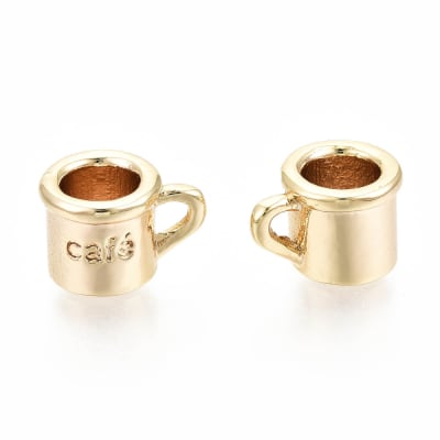 Dije colgante taza de café 6.5 mm baño de oro / unidad