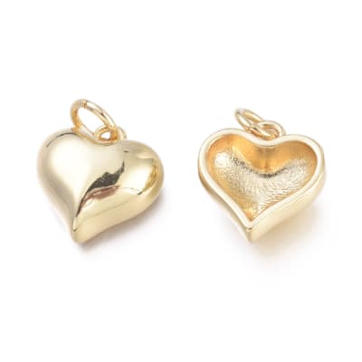 Dije colgante corazón 12 mm dorado plateado / unidad